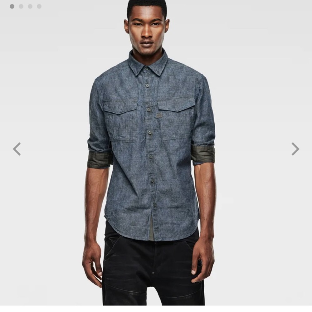 G-Star Raw Blue Casual Button Down Shirt in excellent condition